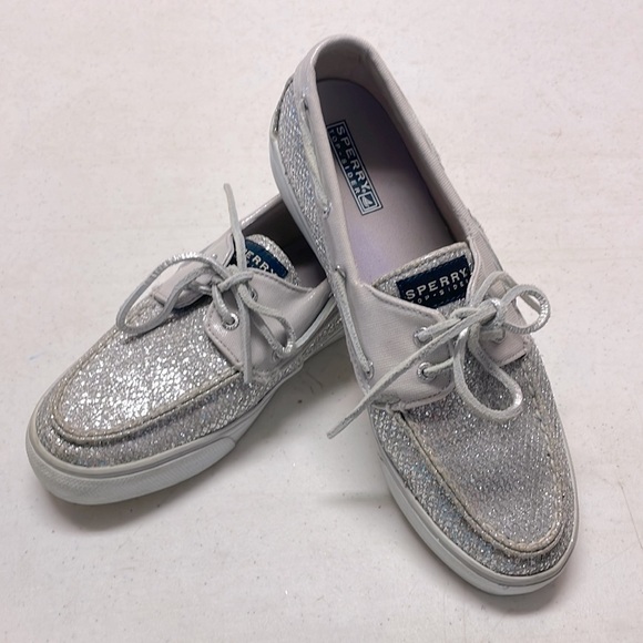 🎉HP🎉Sperry Top-Sider Silver Glitter Loafers/ Boat Shoes - Picture 10 of 10